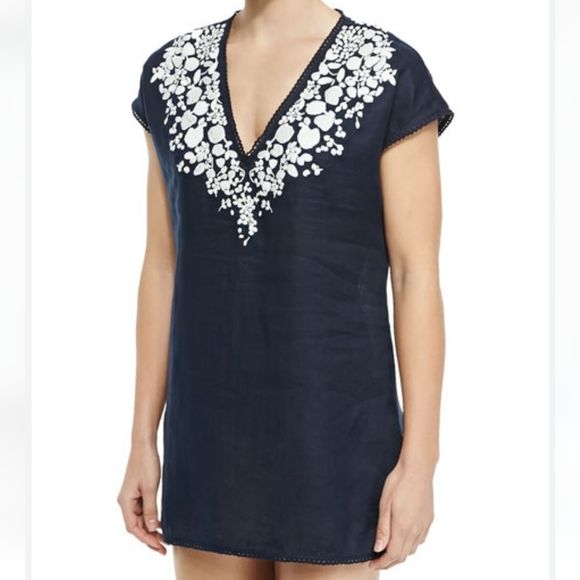 Tory BurchIssy Scallop-Trim Embroidered Tunic - Picture 1 of 9